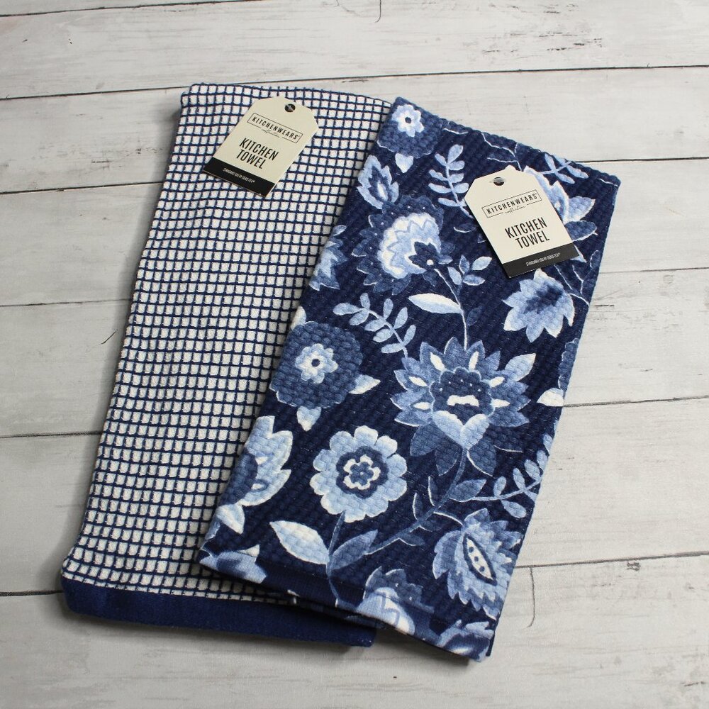 Ritz Kitchenwears Collection Kitchen Towel Lot Blue White Check Floral